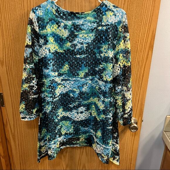 Notations Watercolor Crochet Lace Multicolor Top Women's Size XL - Picture 3 of 4